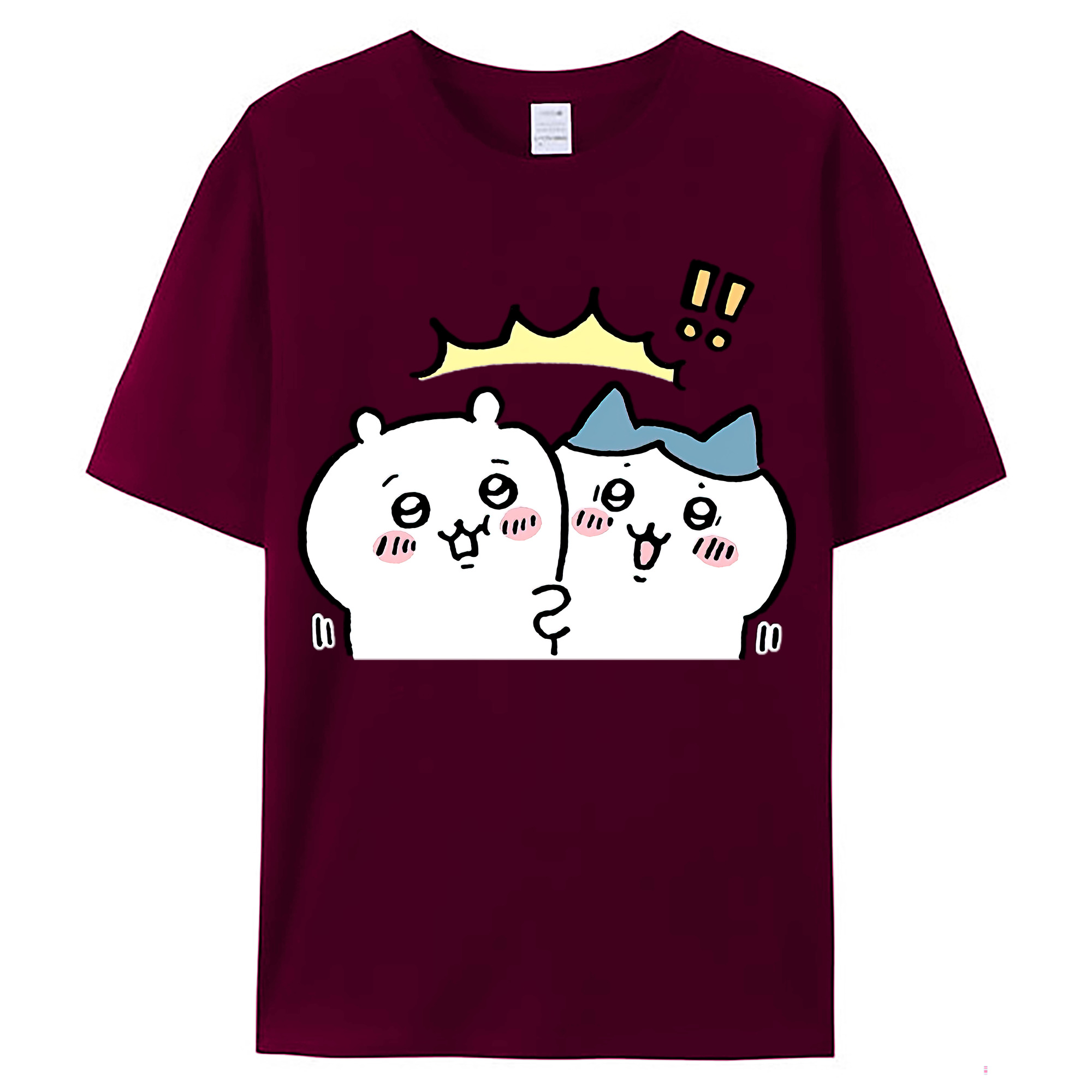（画像用） ちいかわ ハチワレ Chii-kawa hachiware レディースカジュアルプリントTシャツ（綿100％）